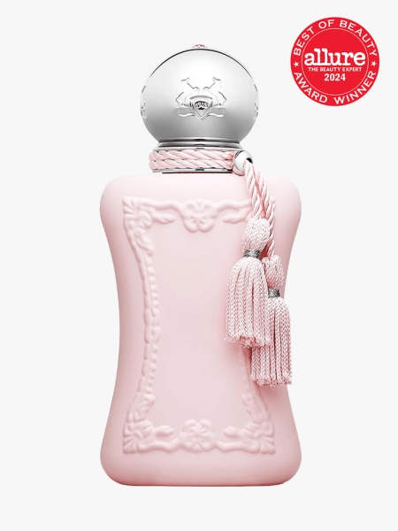 Parfums de Marly Delina in branded component on a light gray background