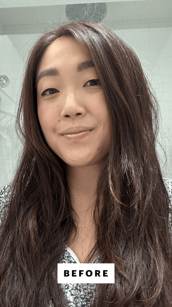 Lee before using the GHD Duet Blowdry